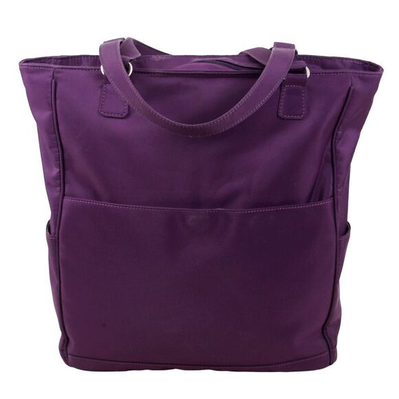 LARGE ELLINGTON PURPLE NYLON DOUBLE HANDLES SHOULDER BAG HANDBAG TOTE HOBO PURSE - Picture 3 of 16